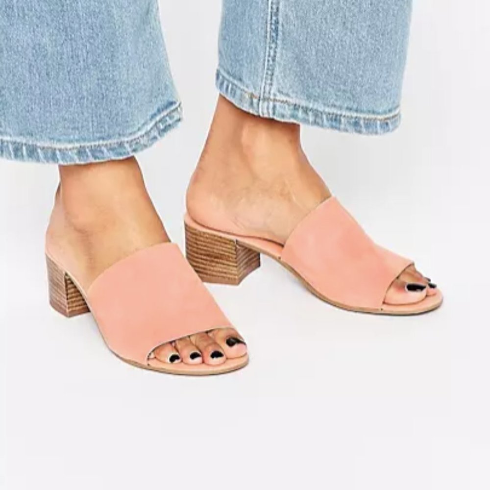ASOS Peach Pink Heeled Mules